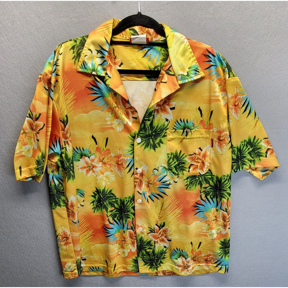 Third Rail Shirt Adult XL Hawaiian Tropical‎ Floral Palm Tree Button Down Mens